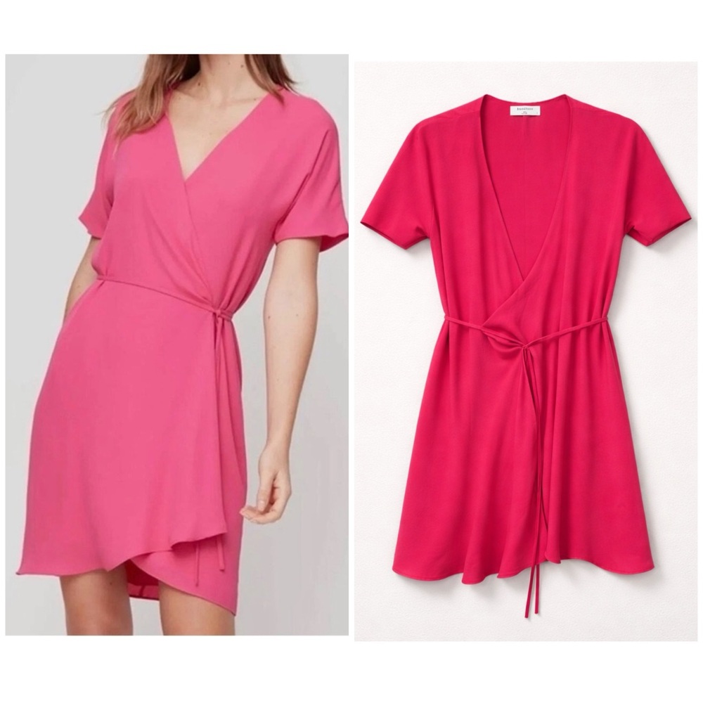 Aritzia | Babaton Hot pink Wallace Wrap Dress| US XS